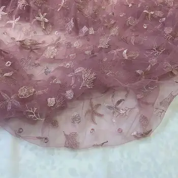 130cm Latime Violet Broderie Stea de Mare Coral Dantela Tesatura Pentru Camasa Rochie, De Curte