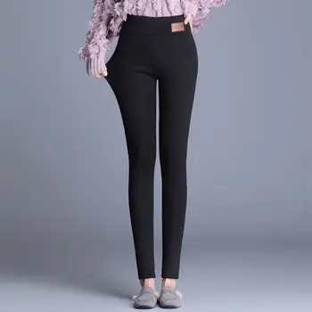 Pantaloni de iarna pentru Femei Termică Jambiere Mare Waisted Pantaloni de Flanel Streetwear Pantaloni pentru Femei de Iarnă Pantaloni Casual Femei 5XL