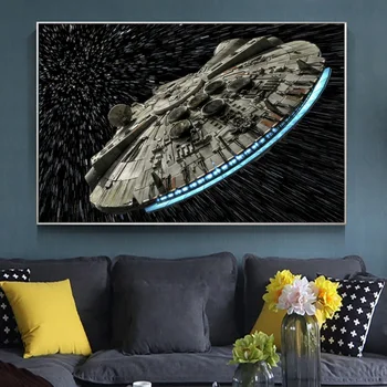 Star Wars Distrugător Millennium Falcon Canvas Wall Art Postere Si Printuri Film Clasic Imaginile Pentru Camera De Zi De Decorare
