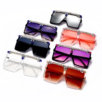 Moda Supradimensionate Punk ochelari de Soare Femei Bărbați Piața Diamant Ochelari de Soare Lady Brand de Lux de Designer Stras Ochelari de soare UV400