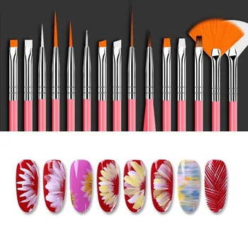 15buc/Set de Perie de Unghii Pensule Pentru Manichiura Lichid Acrilic Pulbere de Sculptură Gel Perie Pentru Unghii French Nail Design Pictura Pen
