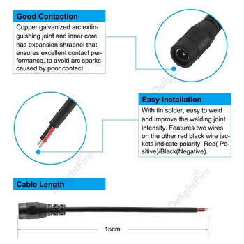 5pcs DC Cablu Coadă 5V 12V 0.3/0.5mm2 5.5x2.1mm de sex Feminin Jack Cablu de Alimentare DC Conector Cablu Pentru Driver LED-uri 5050 LED Strip Lumina