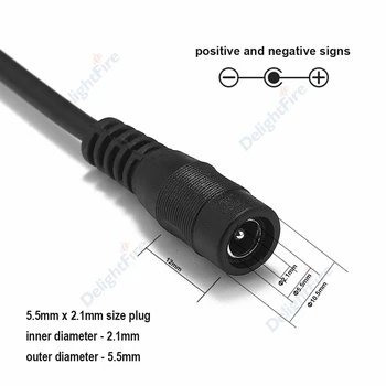 5pcs DC Cablu Coadă 5V 12V 0.3/0.5mm2 5.5x2.1mm de sex Feminin Jack Cablu de Alimentare DC Conector Cablu Pentru Driver LED-uri 5050 LED Strip Lumina