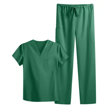 Spitalul Sanatate Asistenta Medicala Bluza Pentru Femei Short Sleeve V-Neck Uniformă De Lucru Cu Buzunar Îngrijitor Costum Gorro Enfermera A50