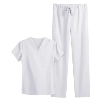 Spitalul Sanatate Asistenta Medicala Bluza Pentru Femei Short Sleeve V-Neck Uniformă De Lucru Cu Buzunar Îngrijitor Costum Gorro Enfermera A50