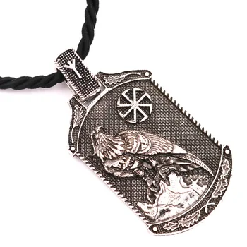 Odin Raven Viking Rune Algiz Incuietoare Pandantive Coliere Barbati Amuleta Slave Kolovrat Talisman Bijuterii