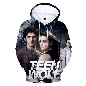 Moda Teen Wolf Hanorace Derekhale de Imprimare 3D Jachete Teen Wolf Bărbați/Femei Unisex Negru Topuri 4XL