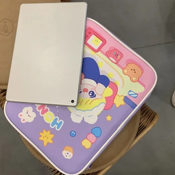 Coreea De Desene Animate Laptop Faux Din Piele Cu Maneci Care Transportă Caz Husa Pouch Cu Fermoar Geanta De 9,7-11 Inch Notebook Organizator