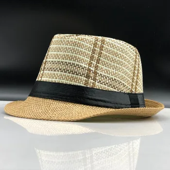 2019 Moda Vara Paie pentru Bărbați Pălării de Soare Pălărie Trilby Gangster Capac de Vară pe Plajă Capac Panama Pălărie Sombrero de Călătorie palarie de soare