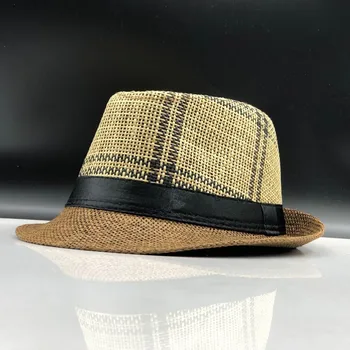 2019 Moda Vara Paie pentru Bărbați Pălării de Soare Pălărie Trilby Gangster Capac de Vară pe Plajă Capac Panama Pălărie Sombrero de Călătorie palarie de soare