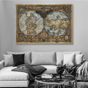 Harta lumii Panza Pictura Westeros și Essos Comori de Artă Postere si Printuri de Perete Panza de Imprimare Imagini de Decorare Camera de zi