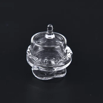 Mni 1:12 Păpuși Miniaturas Mobilier De Sticlă Transparentă Desert Fructe Tava Casă De Păpuși, Miniaturi Accesorii Care Nu Sunt Incluse Tort