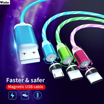 Curge Culori LED-uri Strălucire Incarcator USB de Tip C Cablu pentru Android Micro USB Cablu de Încărcare pentru iPhone X pentru Samsung Taxa Cablul de Sârmă