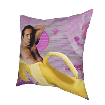 Nicholas Cage Banana Vaporwave Fata De Perna Poliester Moale Pernele De Acoperire Decorative Arunca Pernă Acoperă En-Gros