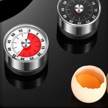 Din Oțel Inoxidabil Mecanic De Bucatarie De Gătit Timer Magnet Forma Rotunda De 60 De Minute Numărătoarea Inversă De Gătit Ceas Cu Alarmă Memento Timp
