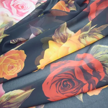 Multi-trandafiri de culoare tesatura de sifon rochie de vara de ț ua metri bazin riche vestidos telas por metrou tissus tecido cu stof