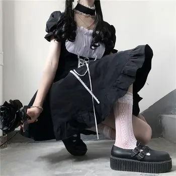 2021 negru gotic bandaj bodycon rochie de vara femei albe puff maneca harajuku epocă y2k fata cosplay sexy rochii de partid halat