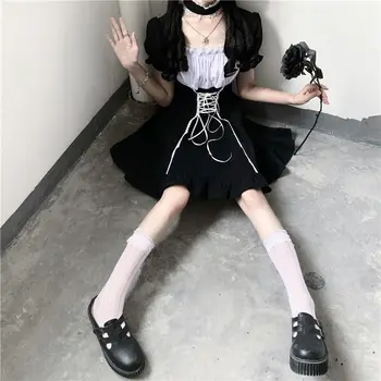 2021 negru gotic bandaj bodycon rochie de vara femei albe puff maneca harajuku epocă y2k fata cosplay sexy rochii de partid halat