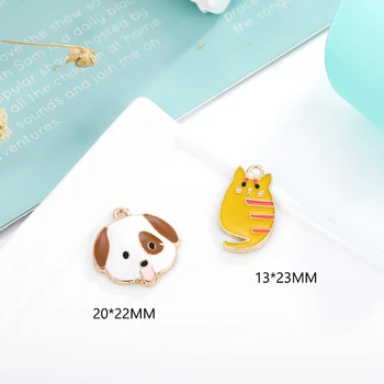 10buc/punga de Bijuterii DIY Accesorii Câine Pisică Email Farmece Animale Desene animate Pandantive Plutitoare Cercei Breloc Face Farmece YZ579
