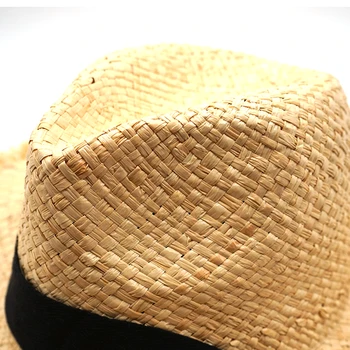 2021 Noi Femeile Naturale Fedora Jazz Pălării de Soare cu Trei culori Panglică Lungă de Vară, Rafie, Paie Margine Largă Capace Petrecere pe Plaja Palarie de Soare
