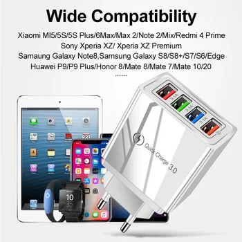 Incarcator USB 4 Porturi de Încărcare Rapidă 3.0 pentru iPhone XR Perete Samsung Telefon Mobil Universal Adaptor de Încărcare Rapidă pentru Huawei Mate 30