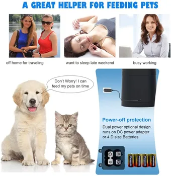Automat Pet Feeder pentru Câini Pisici Distribuitor produse Alimentare 6 Masa 7L Parte Distribuție de Control de Alarmă Timer Programabil Recorder de Voce