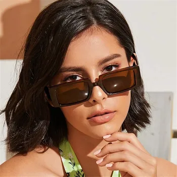 Trendy Dreptunghi ochelari de Soare Femei UV400 Obiectiv Eyewears Negru Gros Cadru Moda anilor ' 90 Cool Ochelari de Soare Nuante de sex Feminin Dropship