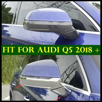 Lapetus Usi Laterale Oglinda Retrovizoare Benzi de Acoperire Trim Fit Pentru Audi Q5 2018 - 2020 ABS, Accesorii Auto Chrome / Aspect Fibra de Carbon