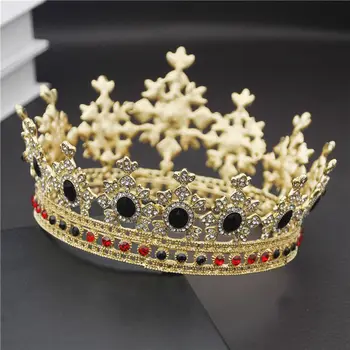 Mireasa, Diadema De Aur De Cristal Negru, Royal Regina King Concurs De Nunta Coroana De Mireasa, Diademe, Bijuterii De Păr Accesorii