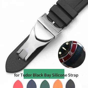 Pentru Tudor Negru Bay GMT 22mm Cauciuc Natural Silione ceas trupa Speciale Capăt Curbat Pin/Pliere catarama Negru Albastru Rosu Curea de mână