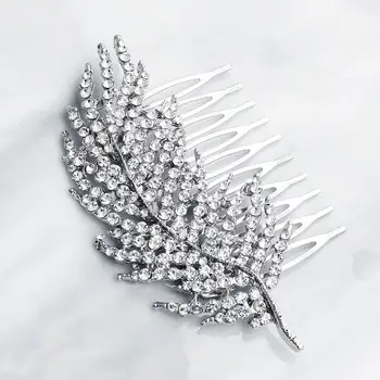 1BUC Argint Stras Pene Femei Piepteni de Păr Nuntă de Păr Bijuterii Accesorii Cap Frumos Decor Ornament Pentru Petrecere