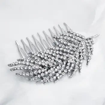 1BUC Argint Stras Pene Femei Piepteni de Păr Nuntă de Păr Bijuterii Accesorii Cap Frumos Decor Ornament Pentru Petrecere