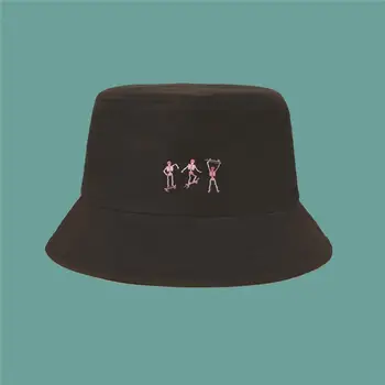 2021 bumbac roz Craniu Găleată Pălărie Pescar Pălăria în aer liber, de călătorie pălărie de Soare Capac Pălării pentru Bărbați și Femei 31