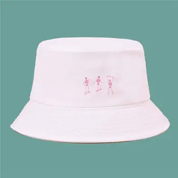 2021 bumbac roz Craniu Găleată Pălărie Pescar Pălăria în aer liber, de călătorie pălărie de Soare Capac Pălării pentru Bărbați și Femei 31