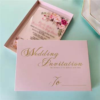 100buc Clar Acrilic Invitatii Carduri de 8 culori de Nunta Invită Card cu Cutii de Logodnă, Aniversare, Personalizate