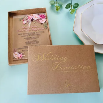 100buc Clar Acrilic Invitatii Carduri de 8 culori de Nunta Invită Card cu Cutii de Logodnă, Aniversare, Personalizate