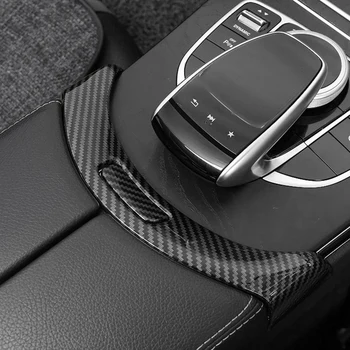 Fibra de Carbon Mașină Consola centrala Cotiera Cutie Depozitare Butonul Capacului Ornamental pentru Mercedes Benz W205 X253 C Class GLC-2020