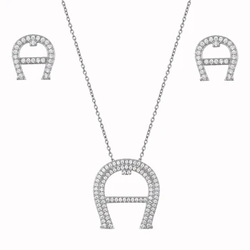 Vankeliif Simplu colier și cercei pentru femei set de bijuterii zircon micro-încrustat scrisoare Un clasic popular bijuterii
