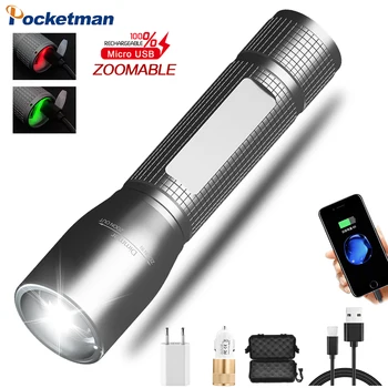 Cel mai Puternic T6 LED Lanterna USB Reîncărcabilă Lanterna Impermeabila cu Zoom Lanterna cu Baterie Built-in pentru Camping, Drumetii