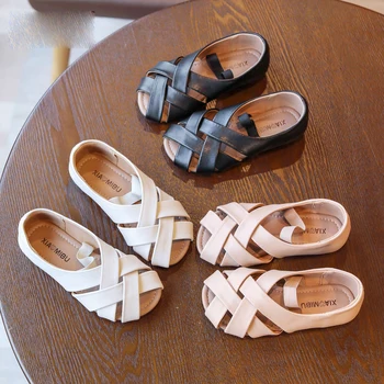 Vara 2021 Copii Sandale De Plaja Pentru Copii Fete Țese Printesa Pantofi Copii Rochie Neagră Sandale Copilul Brand Dulce Pantofi De Moda