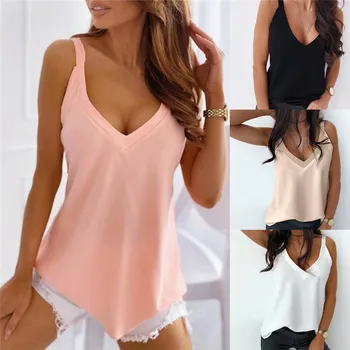 2021 Vara Sexy V-Neck Fără Mâneci Bluza Tricou Femei Elegante, Solide În Vrac Gol Afară Topuri Noua Doamnă De Pe Umăr Moda Blusa