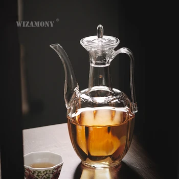 WIZAMONY 500ml Borosilicată Mare Ceainic de Sticla Rezistenta la Caldura Teaware potrivite pentru preparare ceai Set de Ceai teasets