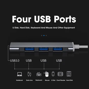 4-In-1 USB C Hub Mini Dimensiune La Portul USB de Tip C Hub Mobil Tip C PD USB 3.0 OTG Adaptor USB de C Dock pentru MacBook Air Pro PC, HUB USB