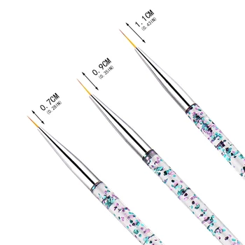 3Pcs/Set Nail Art Pensule Acril franceză Pictura Perie Floare de Design Dungi Linii de Linie DIY Stilou Desen Instrumente de Manichiură