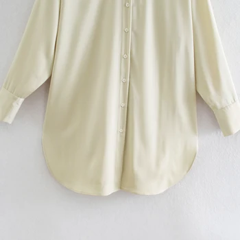 2021 stil occidental guler Bej Satin textura mult timp liber casual pentru femei de primăvară și de toamnă de moda camasa Bluza
