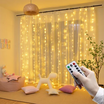3x3 LED-uri de Crăciun Ghirlanda de Lumini Zână Decor de control de la Distanță Perdea de Lumini Șir Pentru Acasă/Dormitor aer liber Lumini de Vacanță
