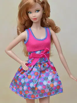 O-Neck fără Mâneci Ourfits Rochie Papusa Haine pentru Păpuși Barbie Roz de zi cu Zi Casual, Rochii de Moda Pentru 1/6 BJD Accesorii Papusa Jucărie