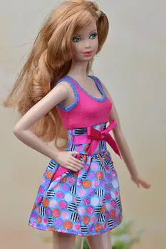 O-Neck fără Mâneci Ourfits Rochie Papusa Haine pentru Păpuși Barbie Roz de zi cu Zi Casual, Rochii de Moda Pentru 1/6 BJD Accesorii Papusa Jucărie