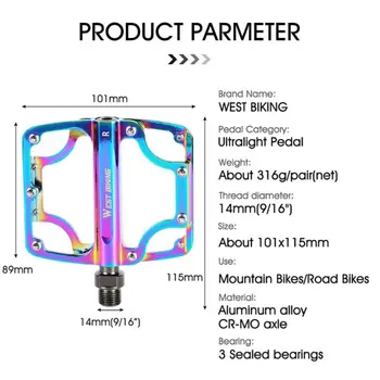 Colorate Picior Plat Ultralight Mountain Bike Pedale MTB CNC din Aliaj de Aluminiu Sigilat 3 Rulment Anti-alunecare Pedale de Biciclete, Biciclete Parte