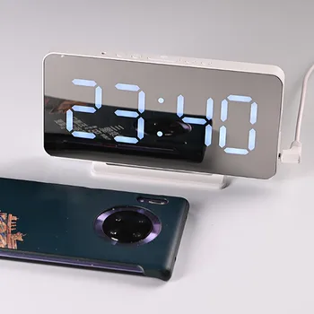 Fierbinte vinde Ceas cu Alarmă Digital cu Ecran Mare cu LED-uri Oglindă Ceas Amânare Funcție de Încărcare USB Potrivit pentru Camera de zi Dormitor